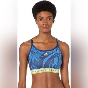 Farm Rio x Adidas Light Support Blue Sports Bra